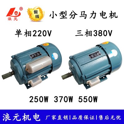 厂家分马力感应电动机250w/370w/550w小型电机单相220v三相380v铜