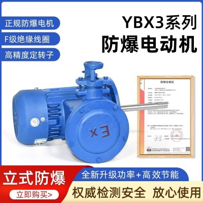 YBX3防爆电动机三相380v小型立式铜线国标隔爆型电机安全异步电机 1个起批